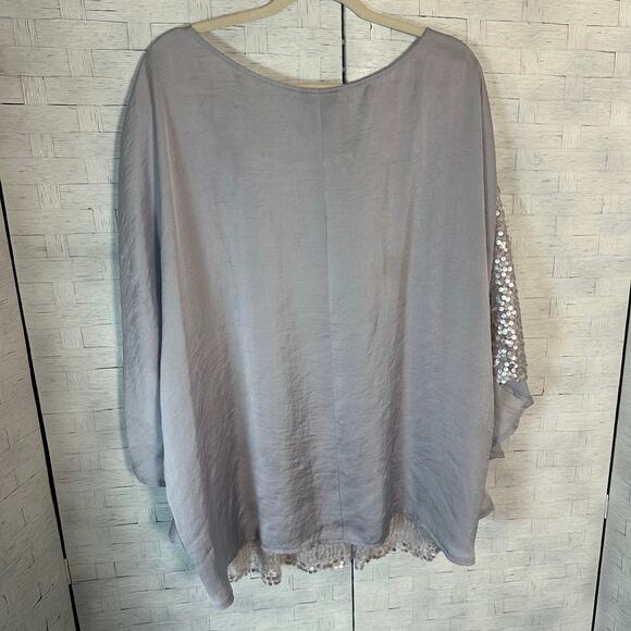 Lane Bryant women’s blouse sequins front poncho style lavender party plus size - Picture 2 of 8
